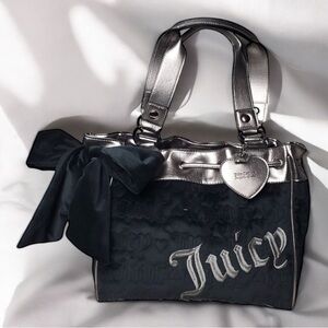 Juicy Couture Vintage Dreams Tote Bag Gunmetal & Licorice Velour Bag Day Dreamer